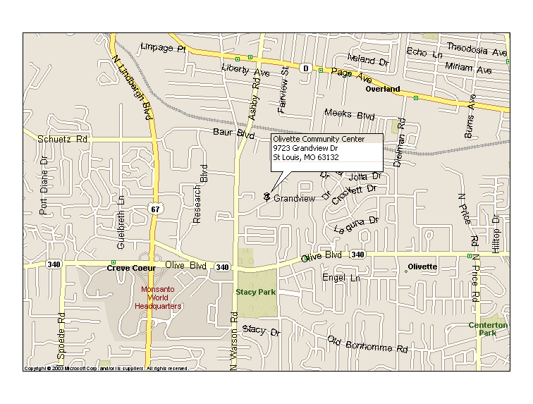 Olivette Community Center Map
